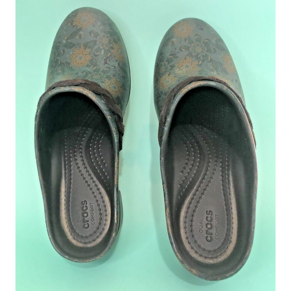 CROCS Sarah Crosslite Womens Sz US8 Floral Dual Comfort Heel Clogs Mules 203764 - Picture 4 of 7